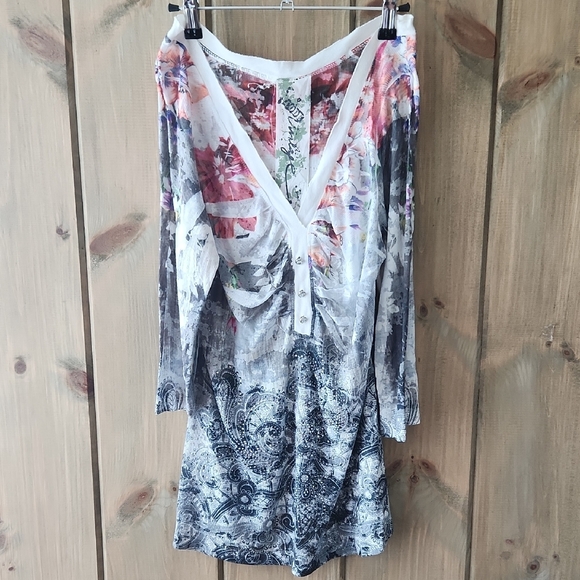 Code Vintage Floral and Paisley Top, Sz L, Preowned - Picture 1 of 9